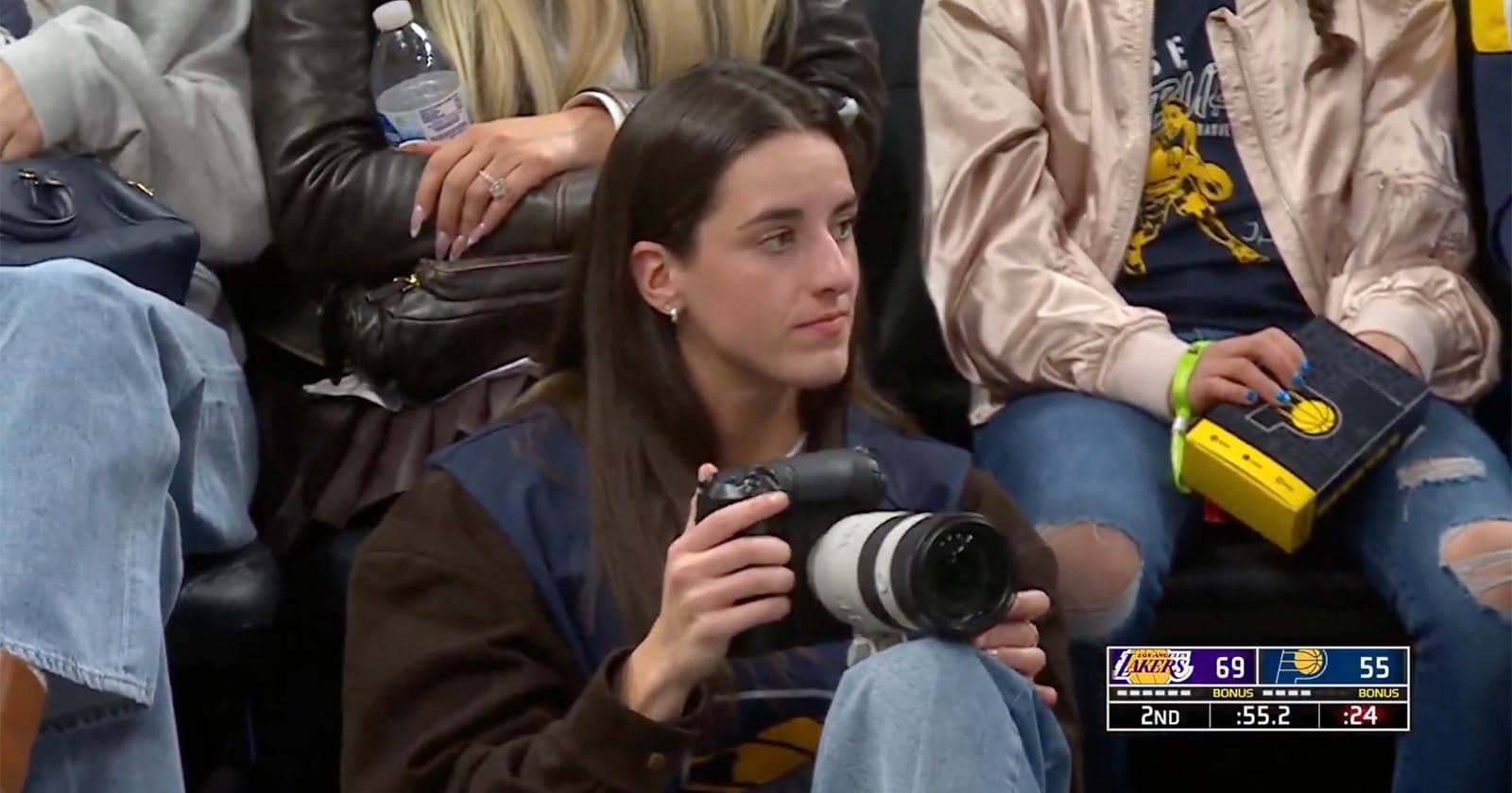 Caitlin Clark Picks up the Camera and Captures LeBron James at NBA Game