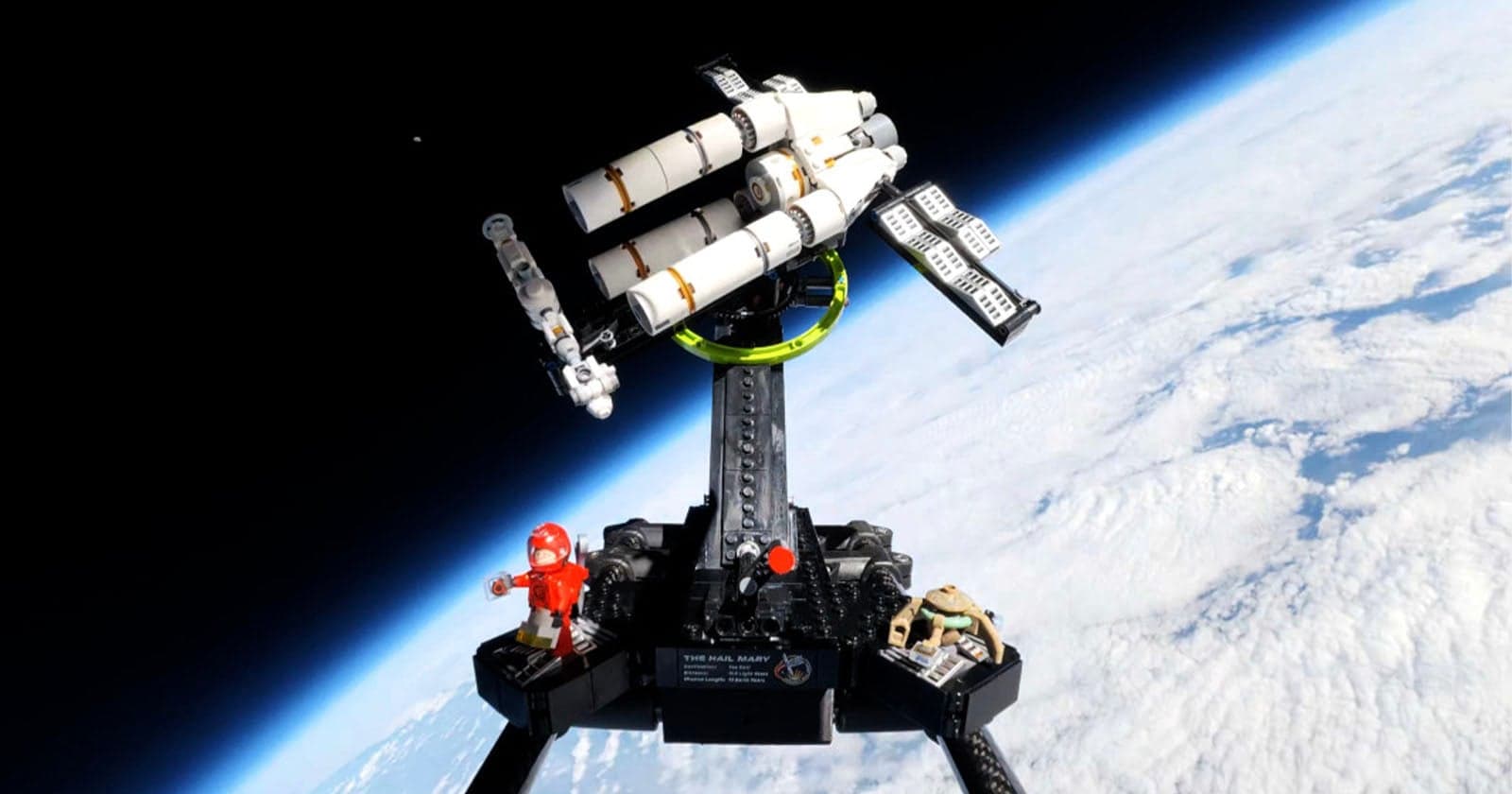 Project Hail Mary Lego Set Photographed on the Edge of Space